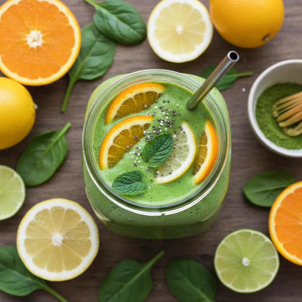 Vibrant Spinach-Matcha Citrus Smoothie
