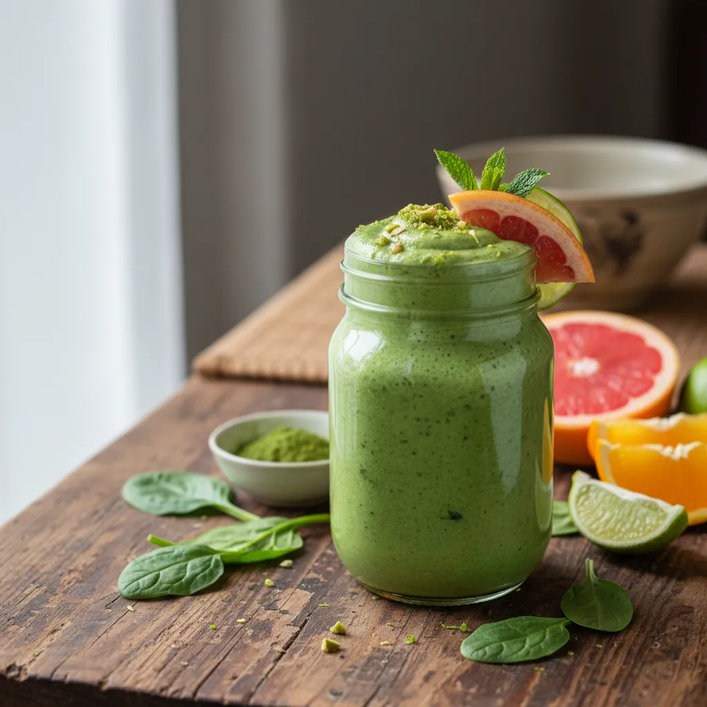 Vibrant Spinach-Matcha Citrus Smoothie