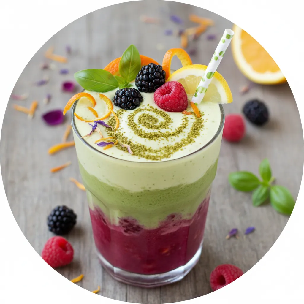 Whimsical Berry Basil Matcha Smoothie with a Citrus Twist