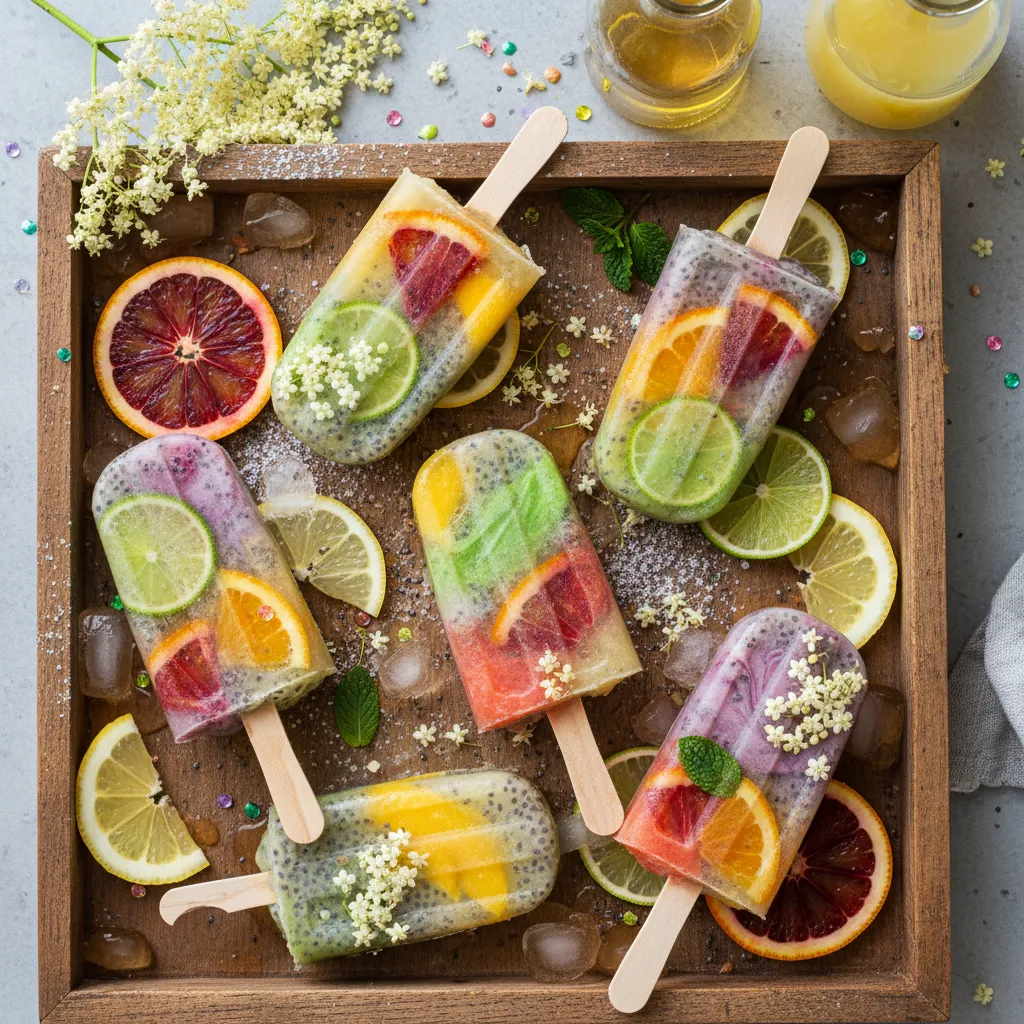 Whimsical Elderflower and Citrus Chia Pops
