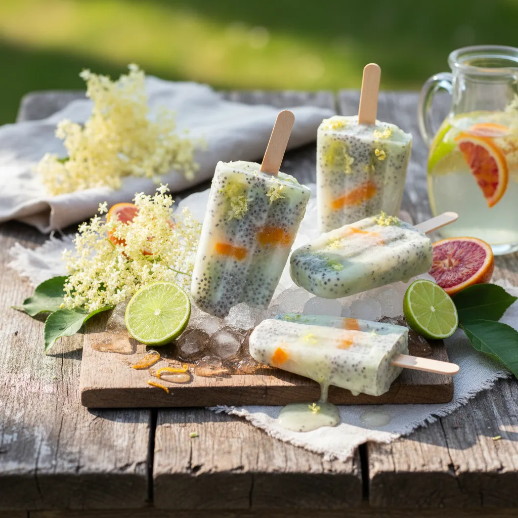 Whimsical Elderflower and Citrus Chia Pops