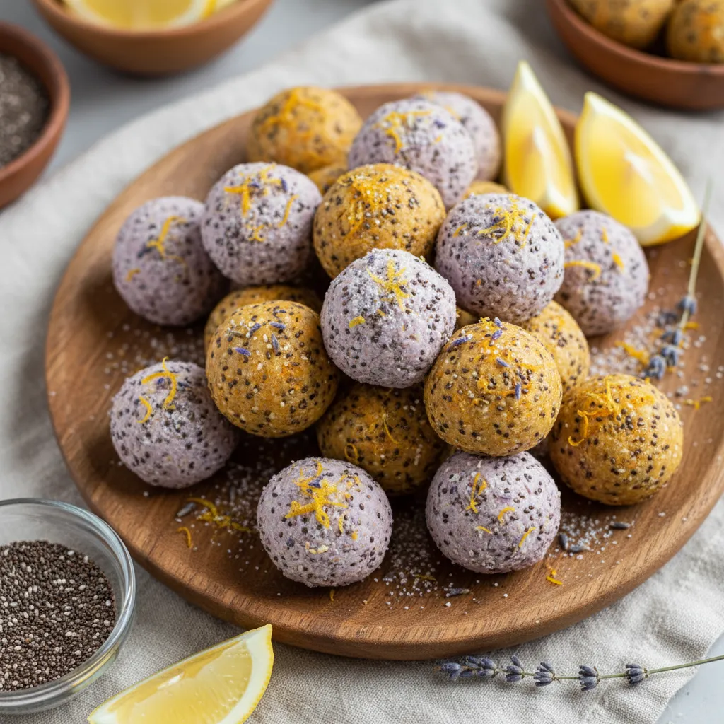 Whimsical Lavender Citrus Chia Seed Energy Bites