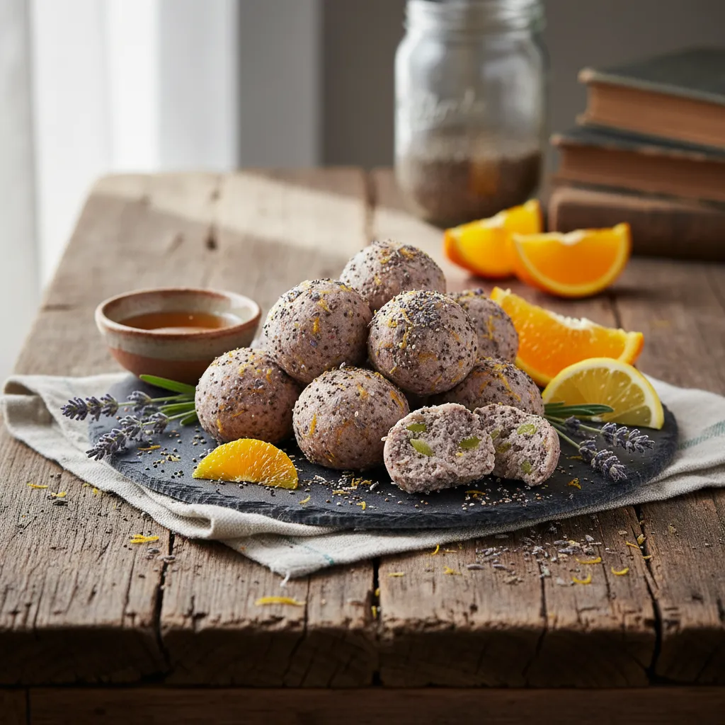 Whimsical Lavender Citrus Chia Seed Energy Bites