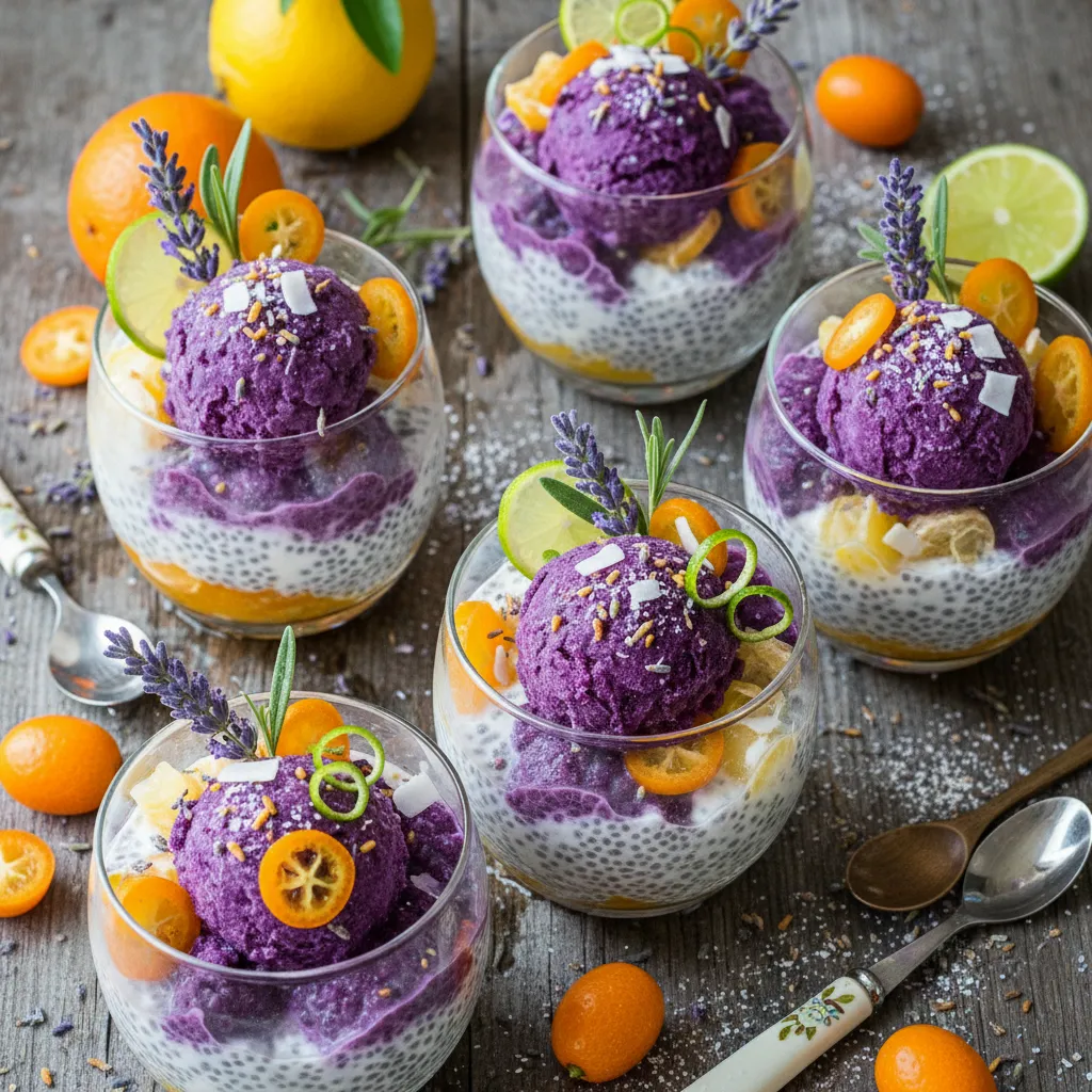 Whimsical Lavender Citrus Chia Sorbet Cups