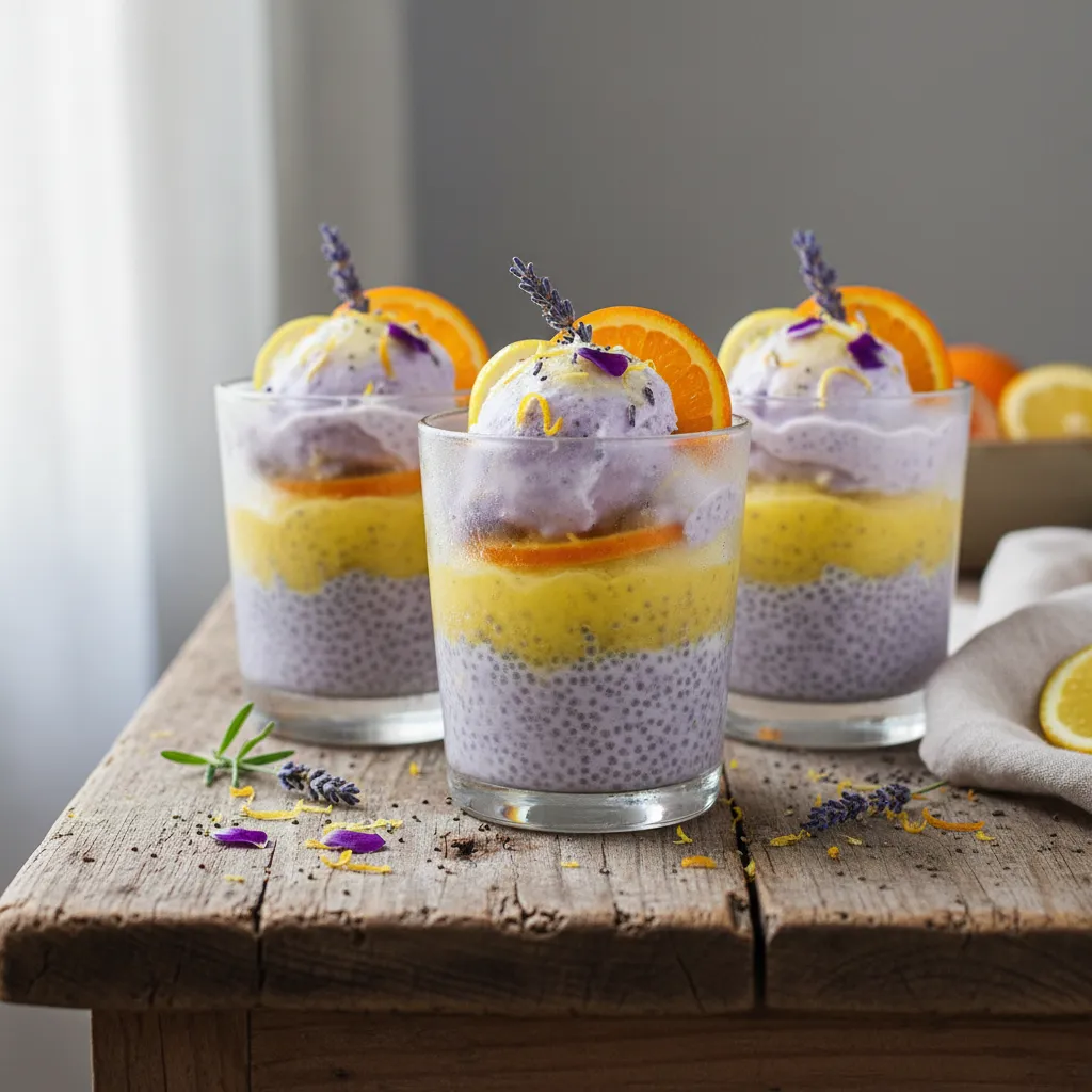 Whimsical Lavender Citrus Chia Sorbet Cups