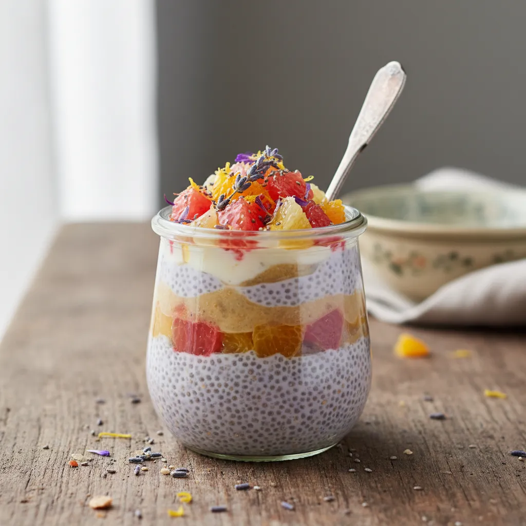 Whimsical Lavender Honey Chia Seed Pudding with Citrus Burst