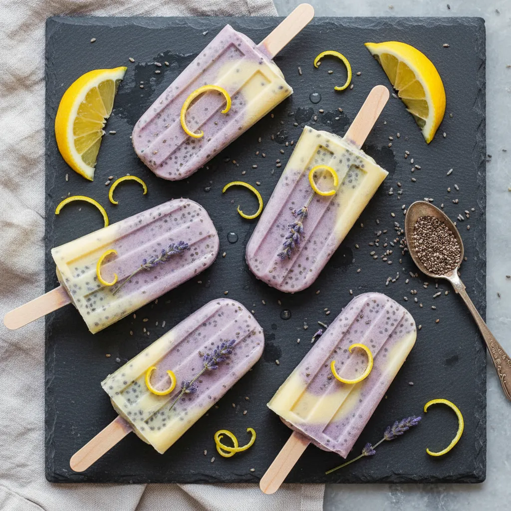 Whimsical Lavender Lemon Chia Popsicles