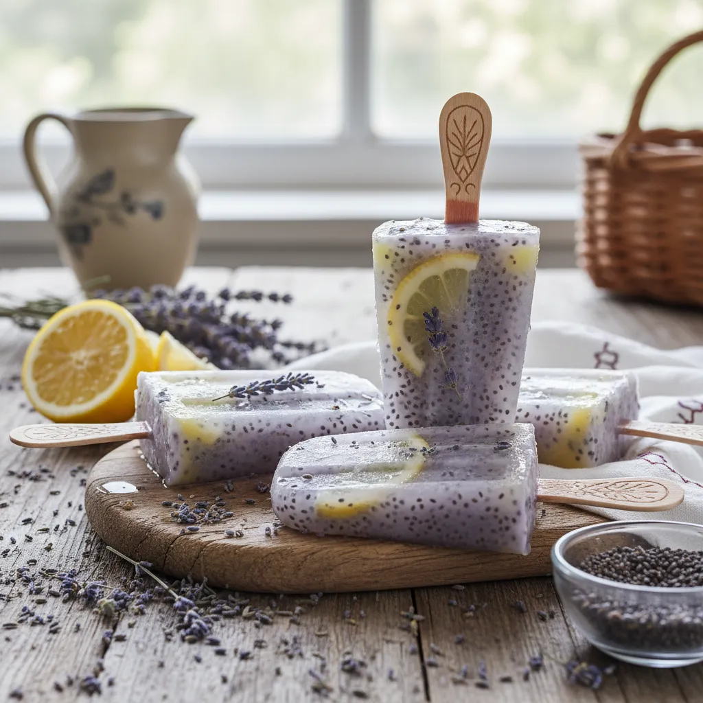 Whimsical Lavender Lemon Chia Popsicles