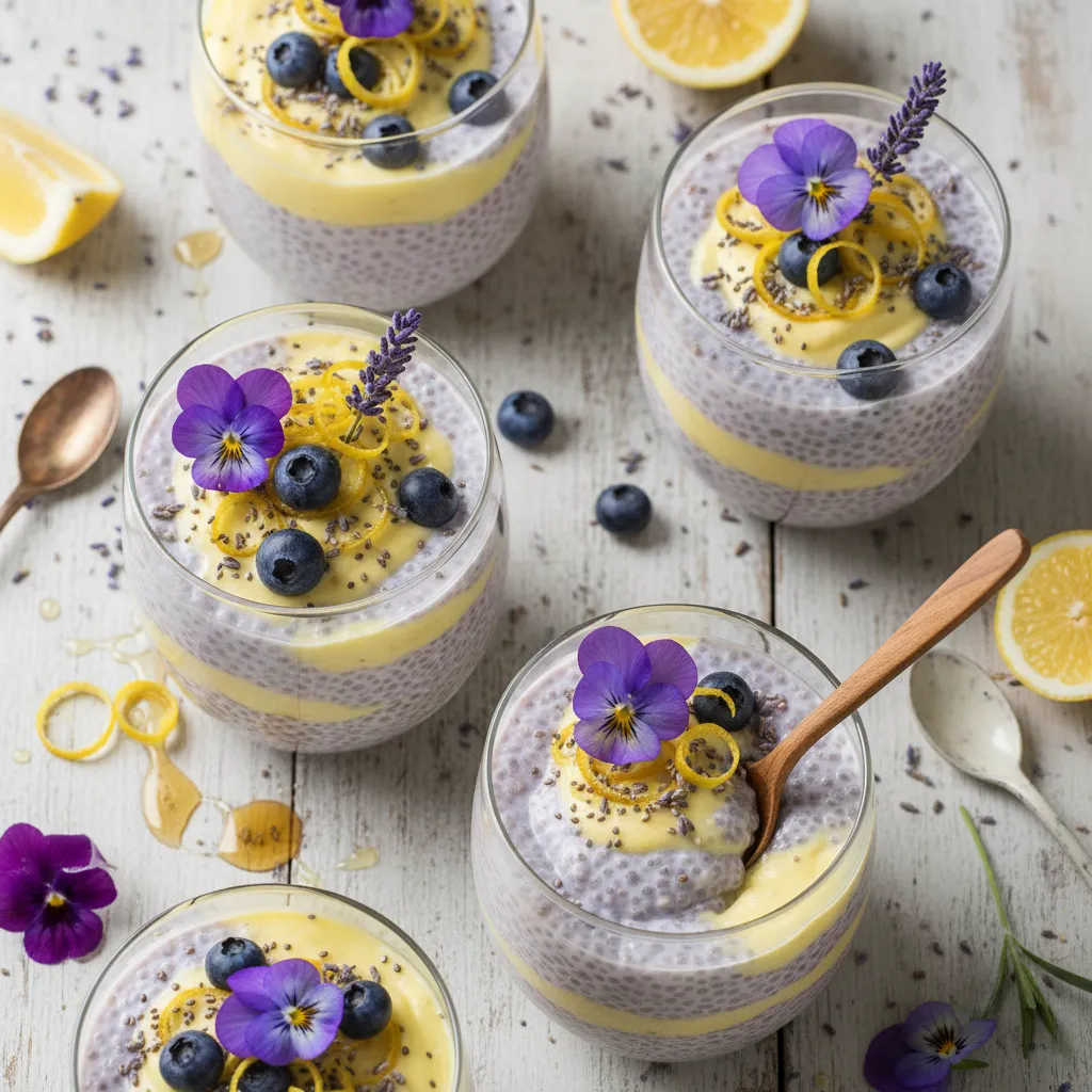Whimsical Lavender Lemon Chia Pudding Cups