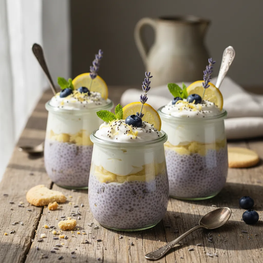 Whimsical Lavender Lemon Chia Pudding Cups