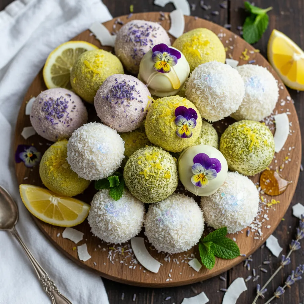 Whimsical Lavender Lemon Coconut Bliss Balls