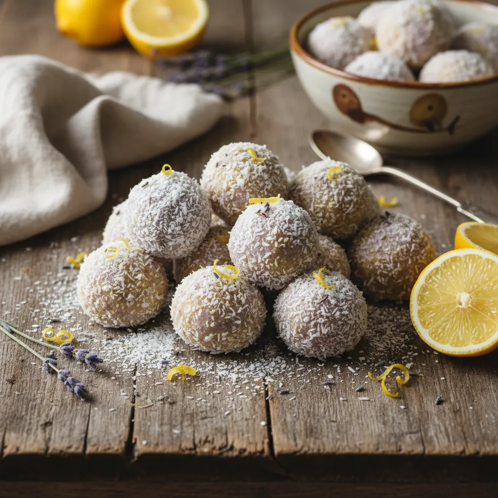 Whimsical Lavender Lemon Coconut Bliss Balls