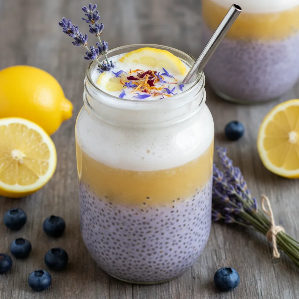 Whimsical Lavender Lemonade Chia Cooler