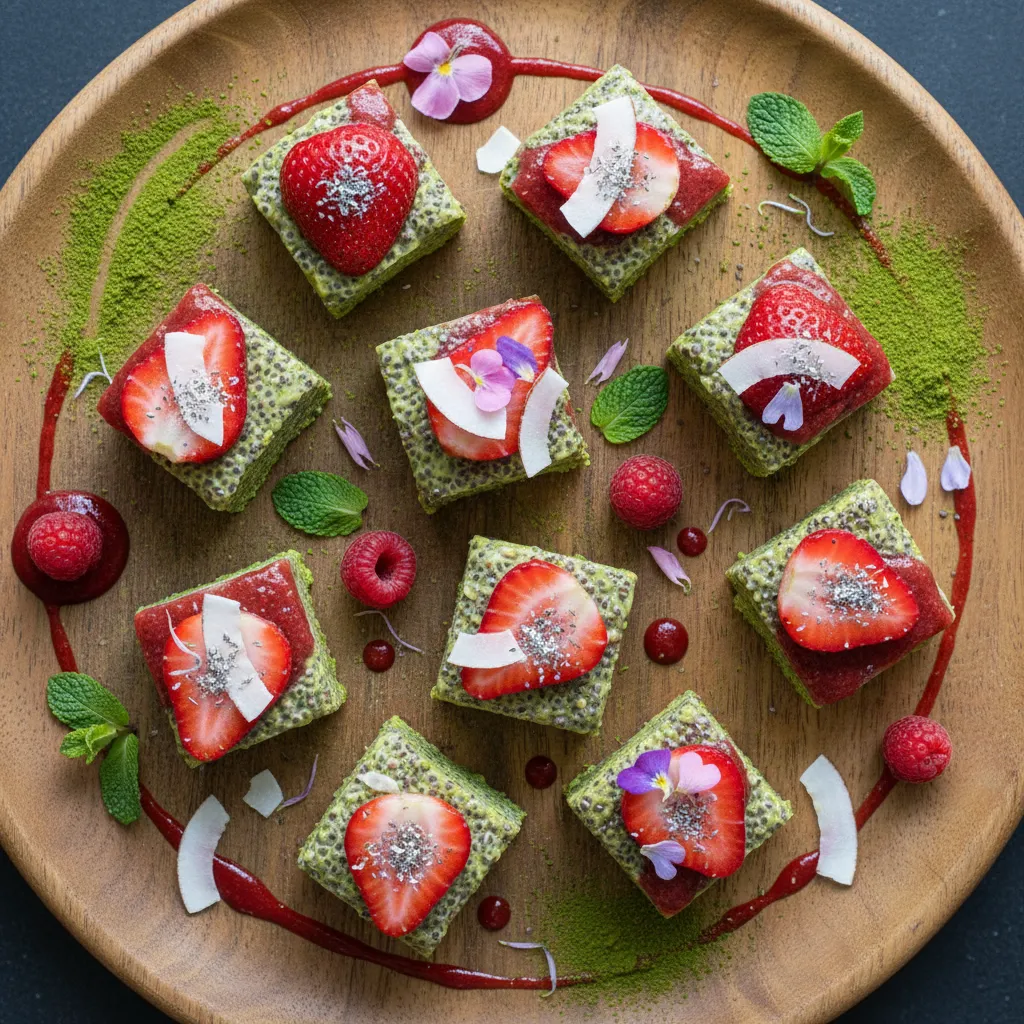 Whimsical Matcha-Chia Strawberry Bites