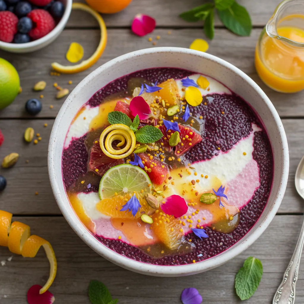 Whimsical Rainbow Beetroot Chia Seed Pudding with Citrus Drizzle