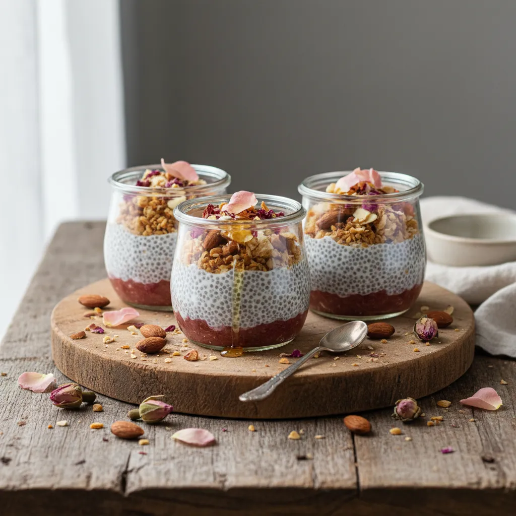 Whimsical Rose Petal and Almond Chia Energy Cups