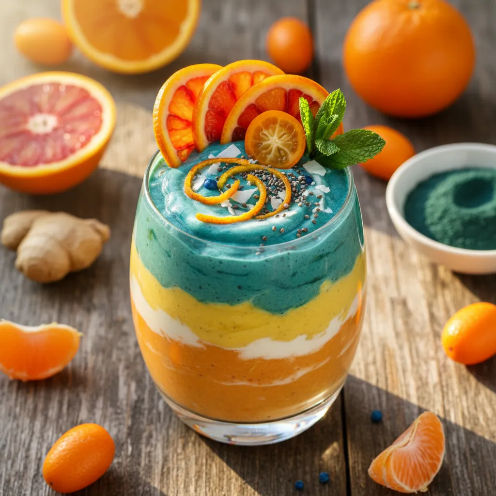 Winter Citrus Sunrise Smoothie with Spirulina Boost