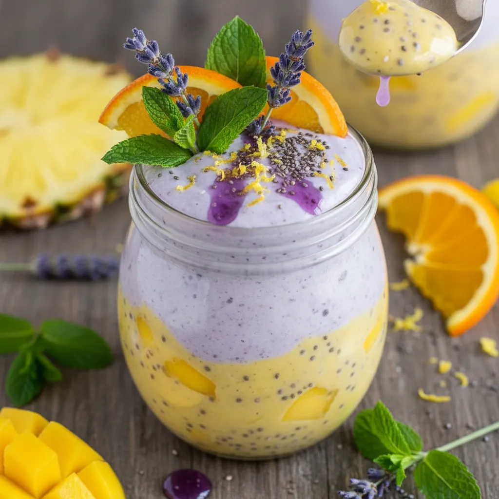Zesty Citrus Chia Protein Smoothie with Lavender and Mint