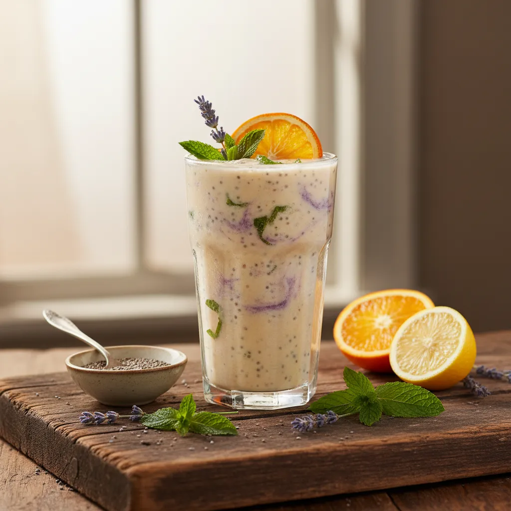 Zesty Citrus Chia Protein Smoothie with Lavender and Mint