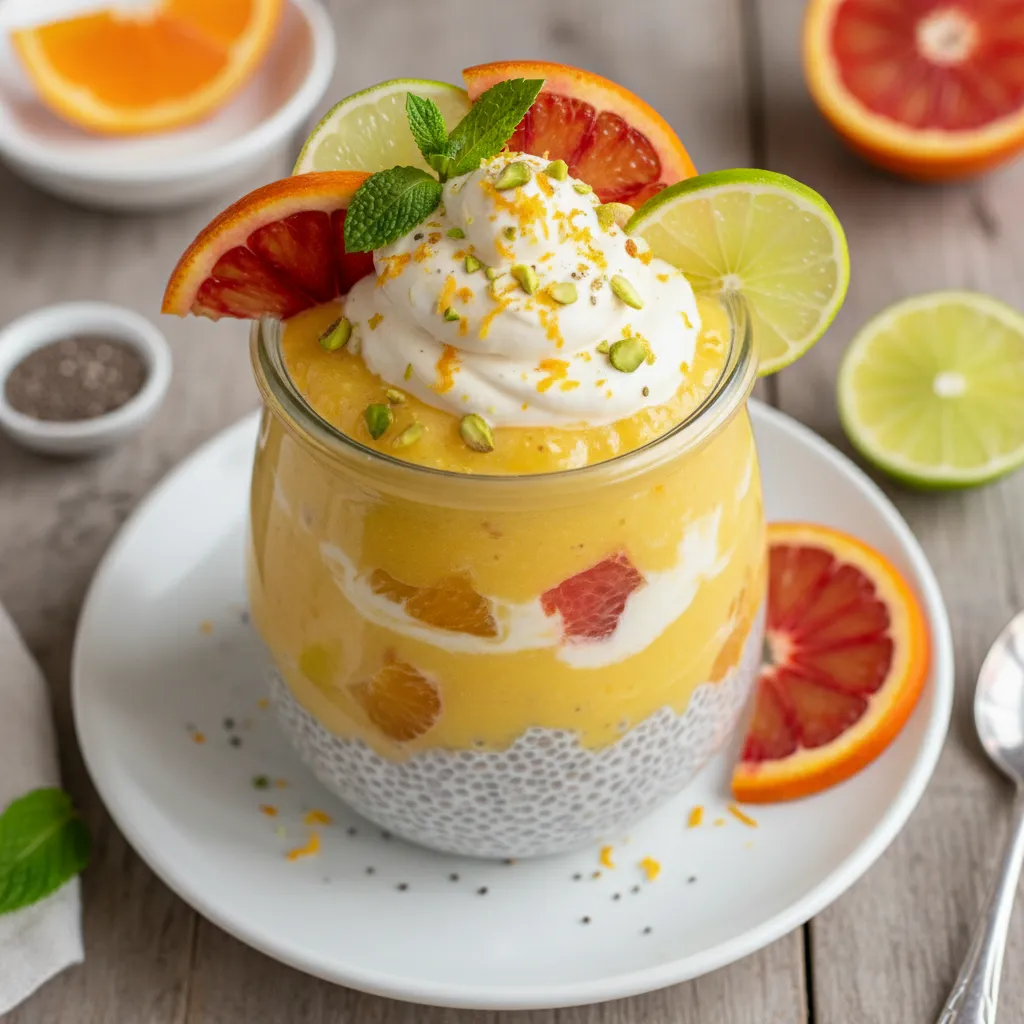Zesty Citrus Chia Pudding Smoothie with Tahini Swirl
