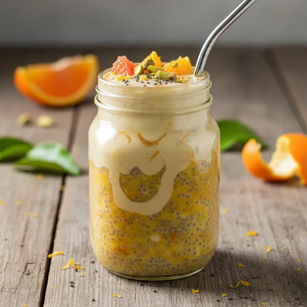 Zesty Citrus Chia Pudding Smoothie with Tahini Swirl