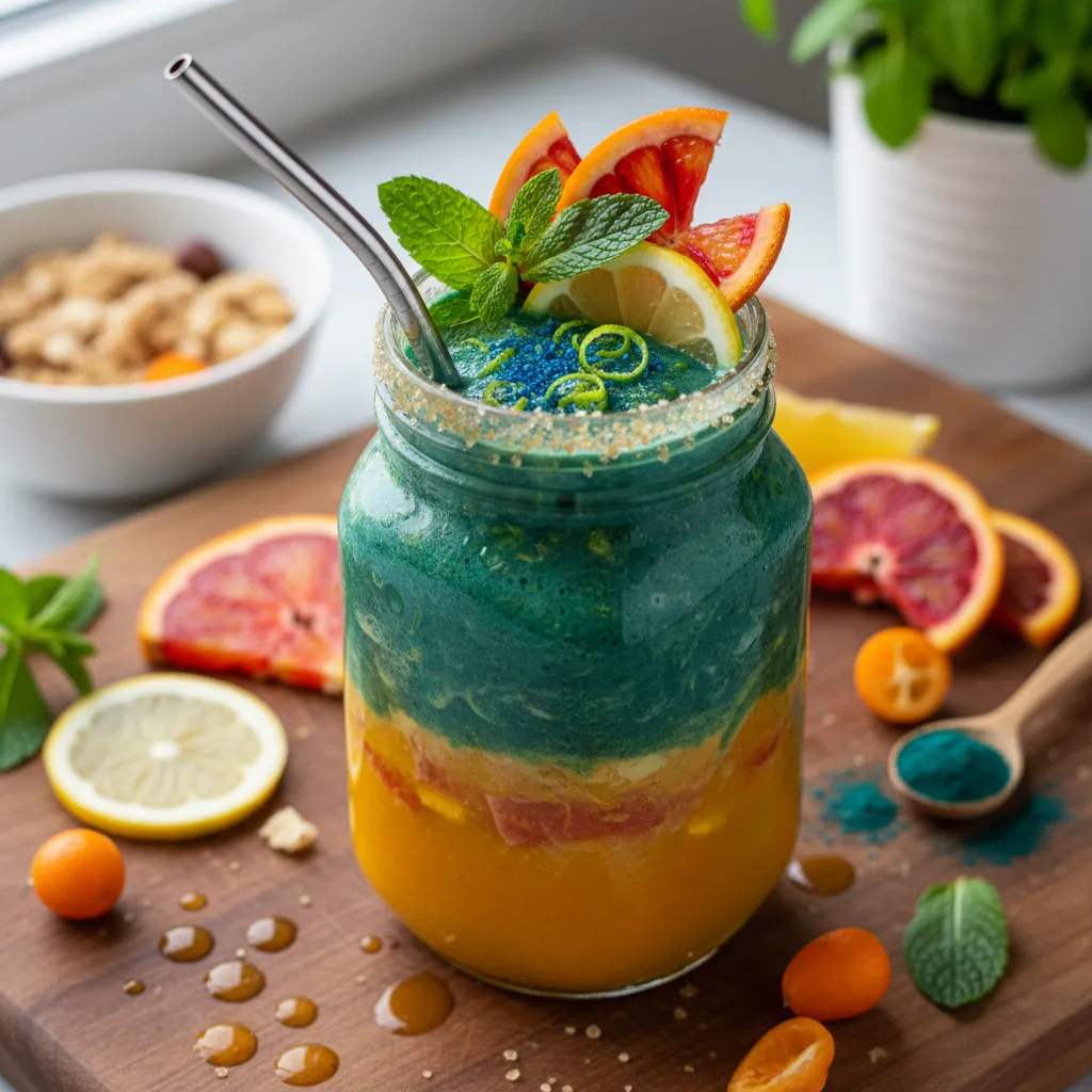 Zesty Citrus and Spirulina Smoothie Elixir