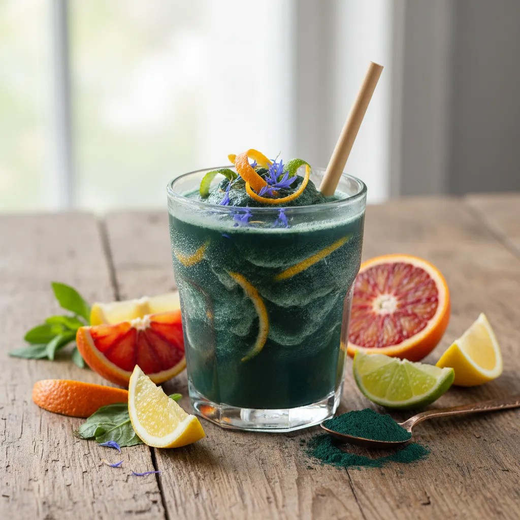 Zesty Citrus and Spirulina Smoothie Elixir