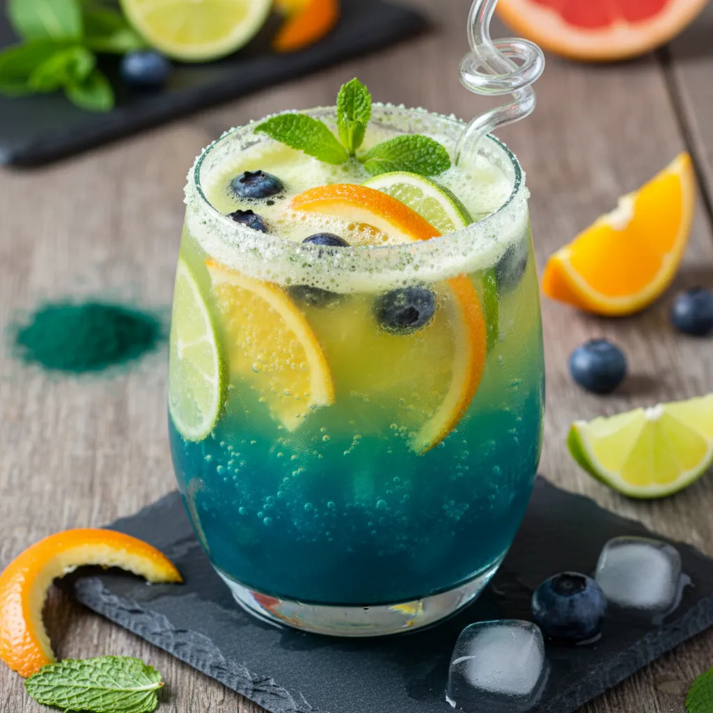 Zesty Citrus and Spirulina Sparkling Refresher