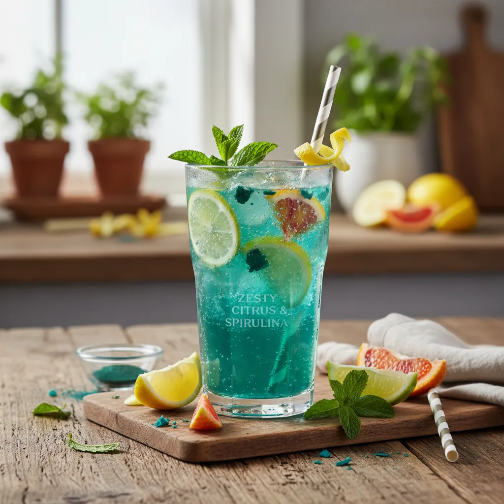 Zesty Citrus and Spirulina Sparkling Refresher