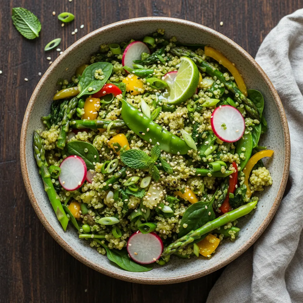 Zesty Matcha-Infused Quinoa and Spring Veggie Stir-Fry