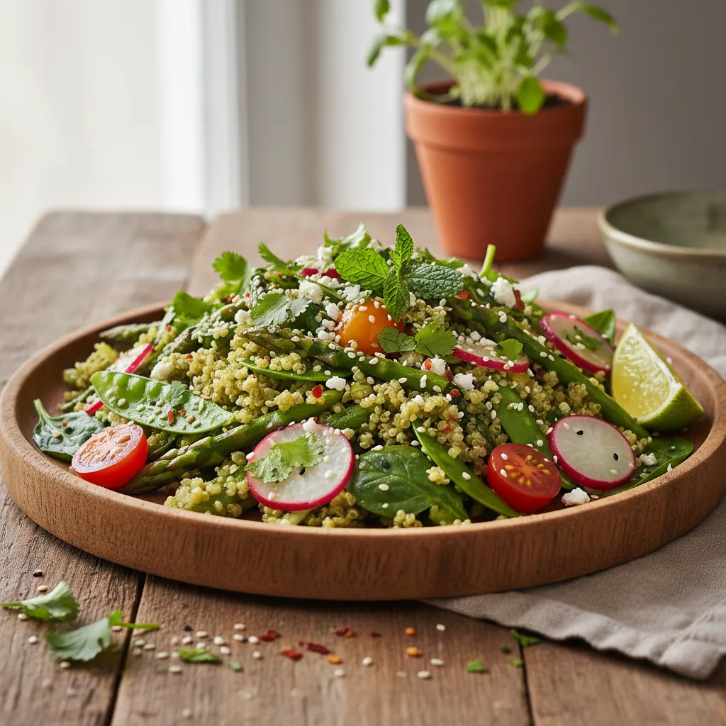 Zesty Matcha-Infused Quinoa and Spring Veggie Stir-Fry