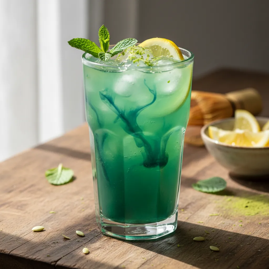 Zesty Matcha Lemonade with Spirulina Infusion