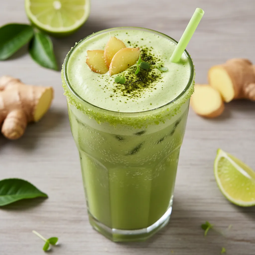 Zesty Matcha & Ginger Sparkler with Avocado Foam