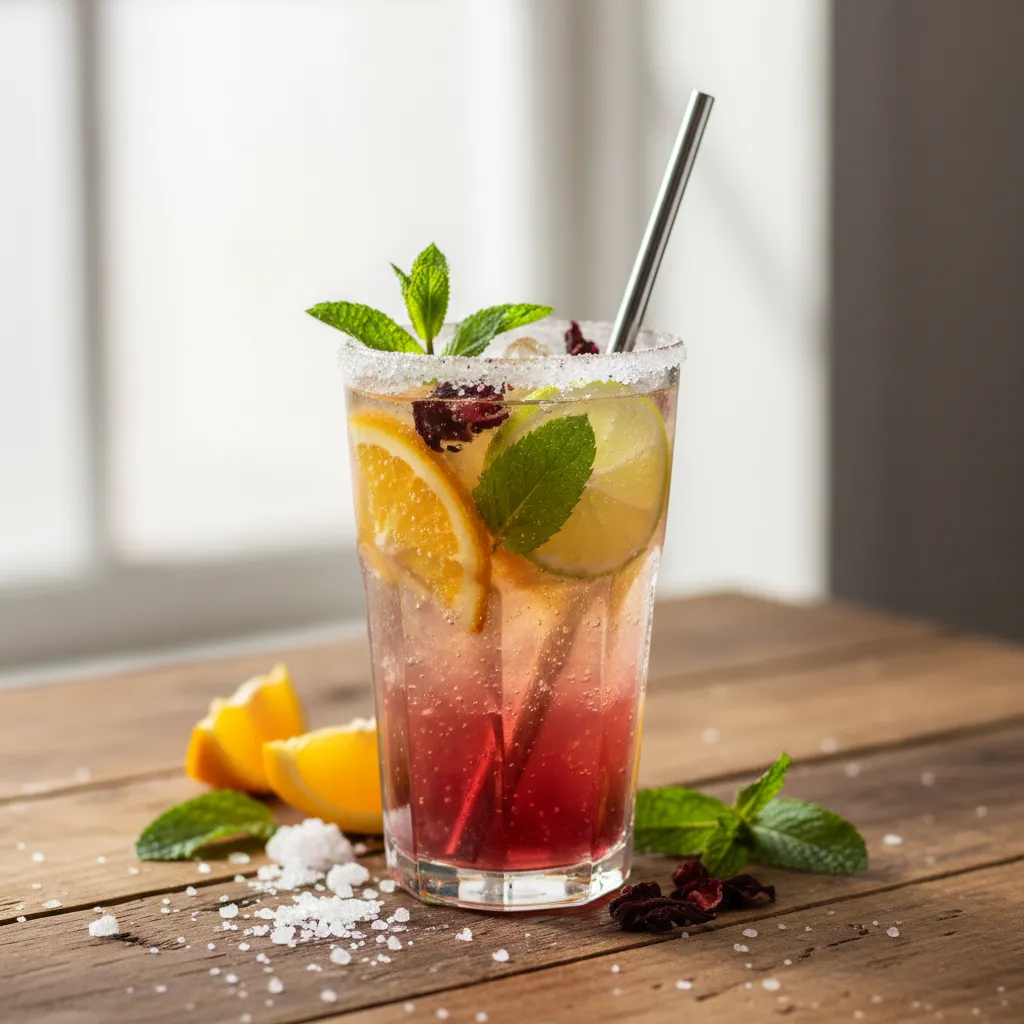 Zesty Minted Citrus Sparkler With Hibiscus Infusion