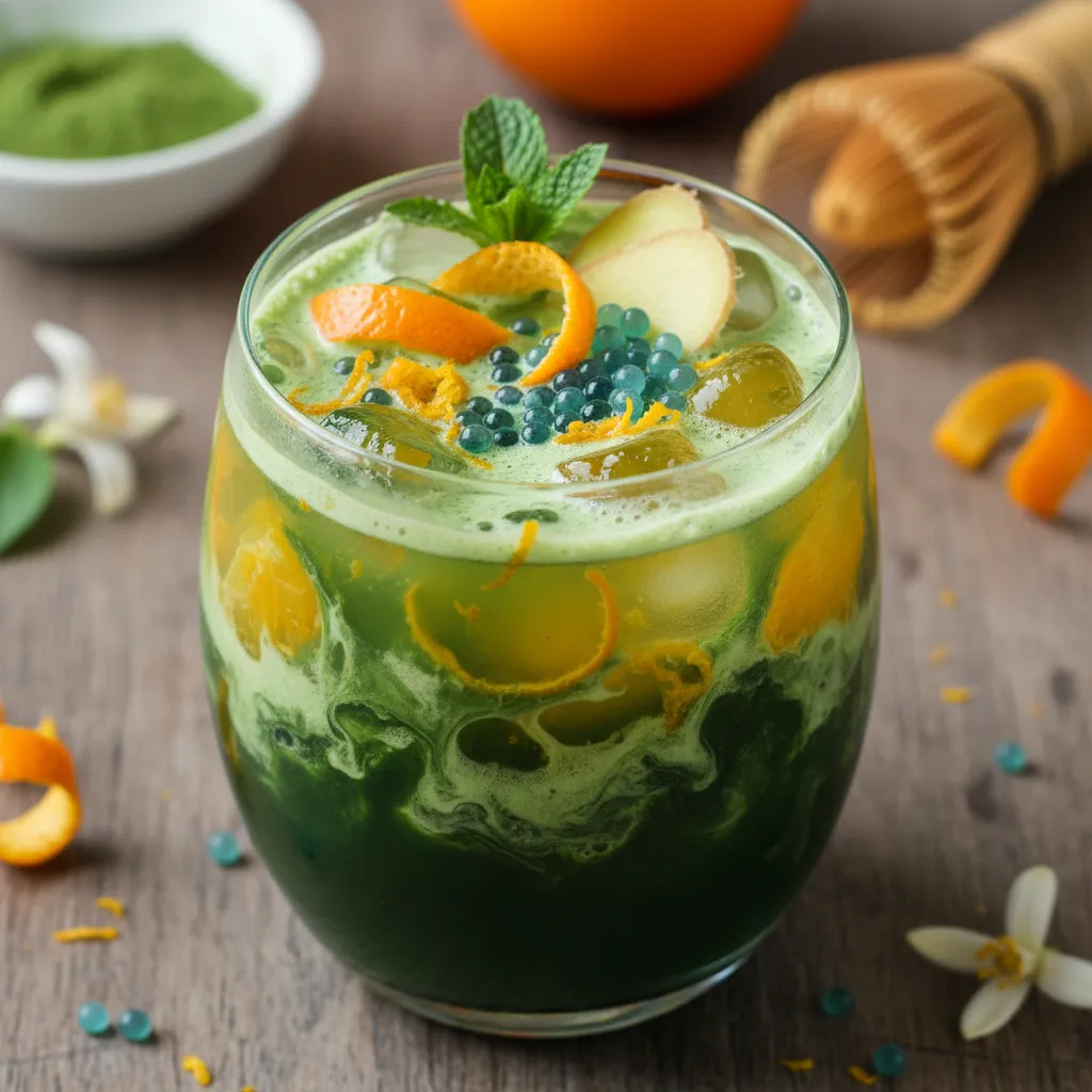 Zesty Orange & Matcha Spirulina Refresher