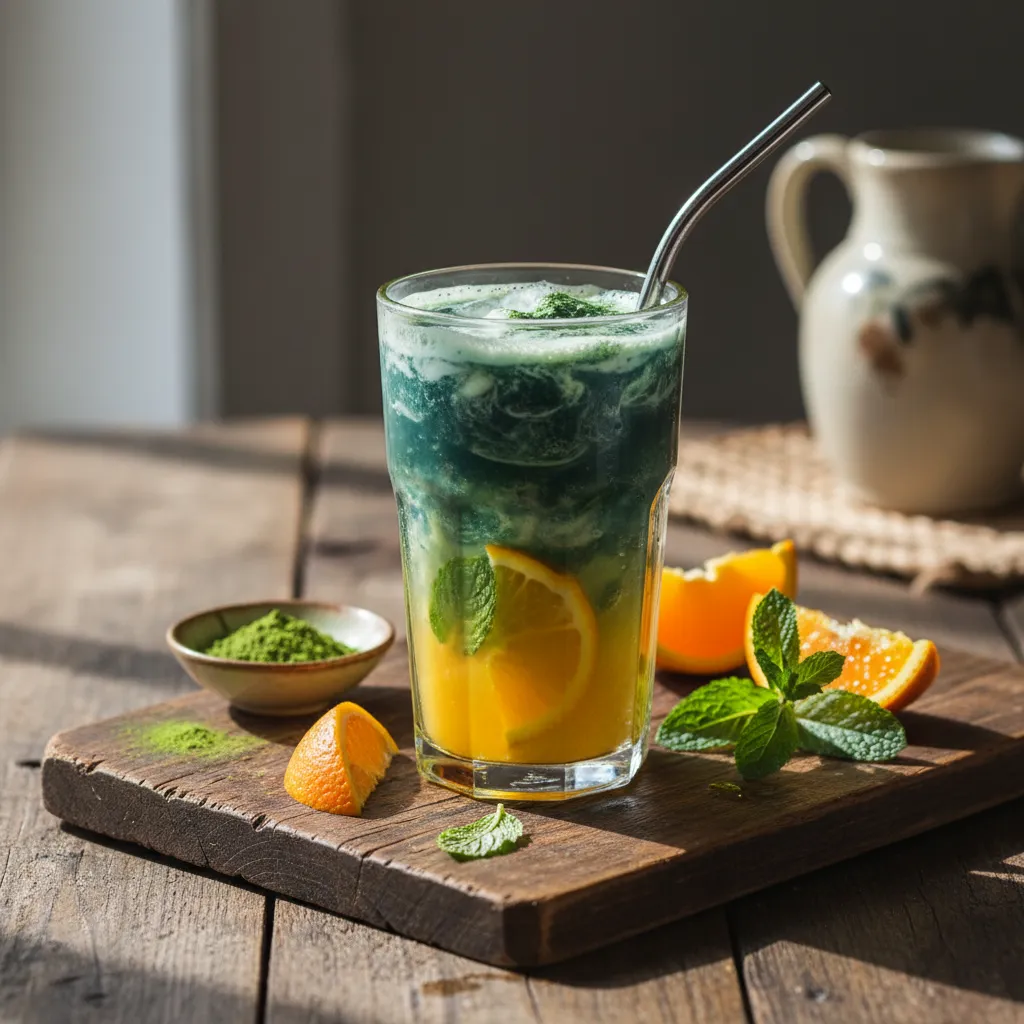 Zesty Orange & Matcha Spirulina Refresher