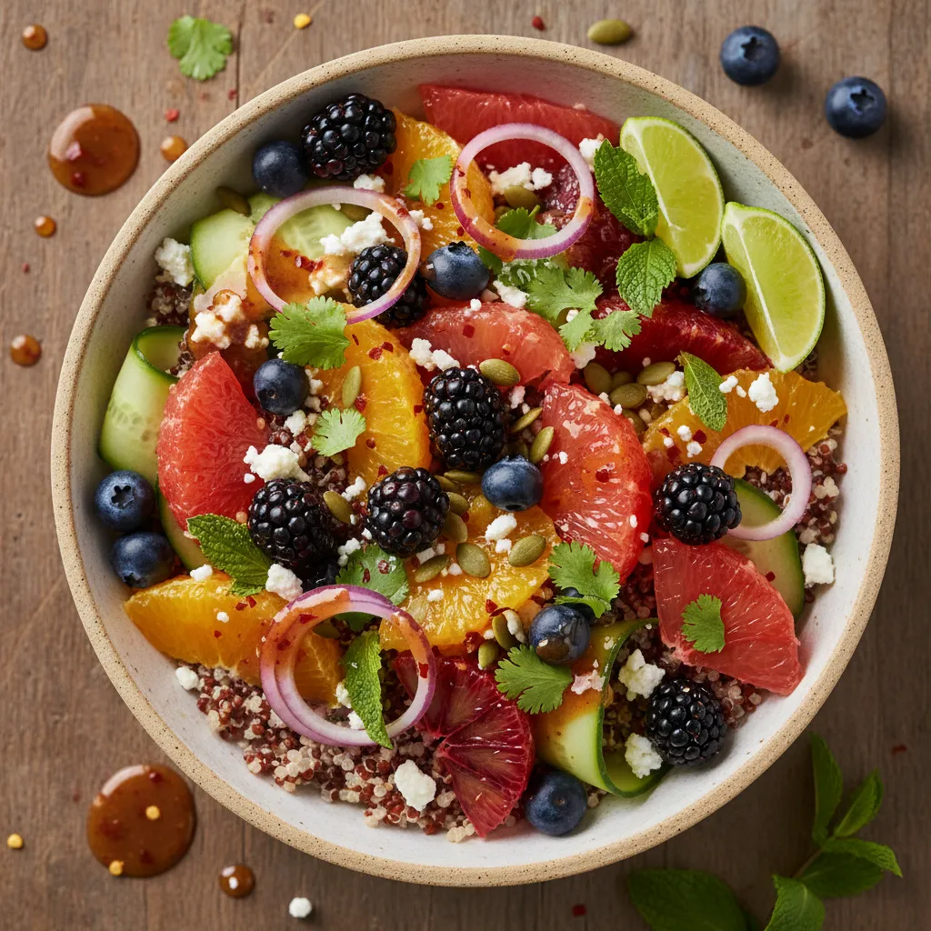 Zesty Quinoa Citrus Bowl with Spicy Maple Dressing