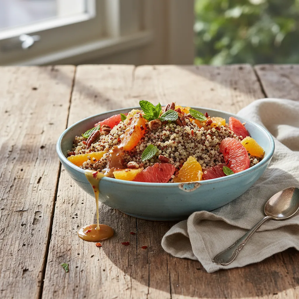 Zesty Quinoa Citrus Bowl with Spicy Maple Dressing