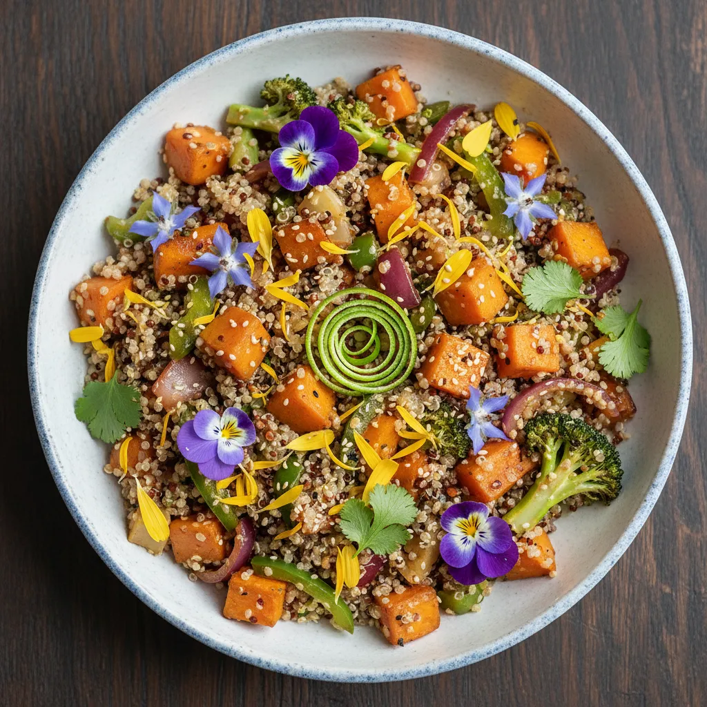 Zesty Quinoa and Edible Flower Stir Fry
