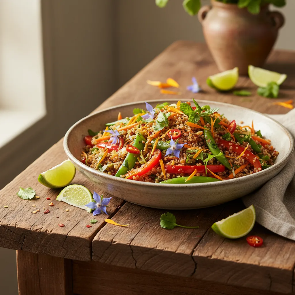 Zesty Quinoa and Edible Flower Stir Fry