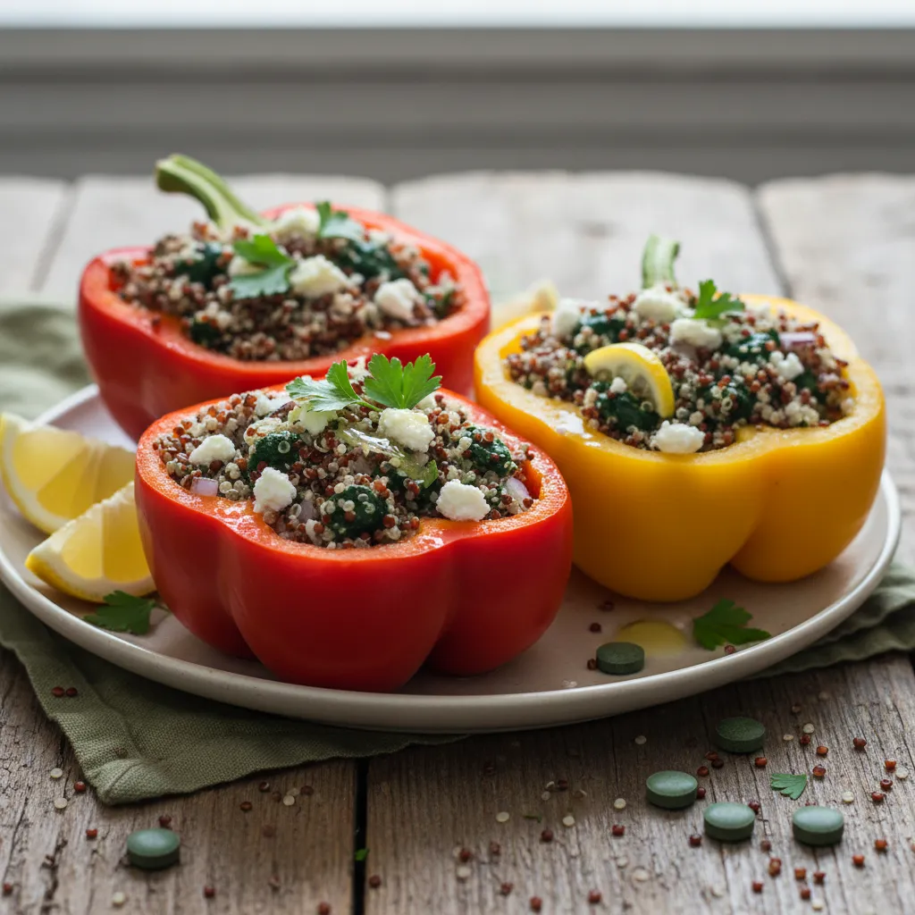 Zesty Quinoa and Spirulina Stuffed Bell Peppers