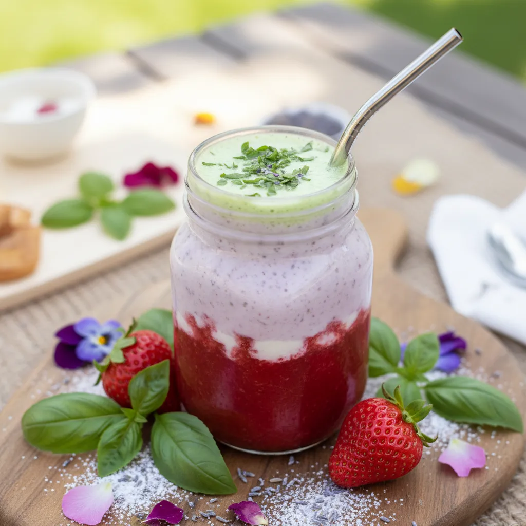 Zesty Strawberry Basil Lavender Smoothie