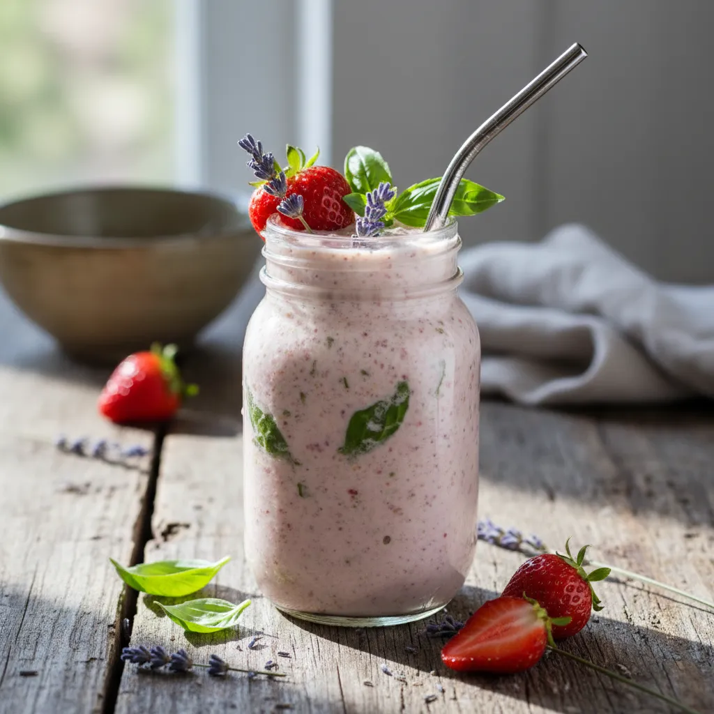 Zesty Strawberry Basil Lavender Smoothie